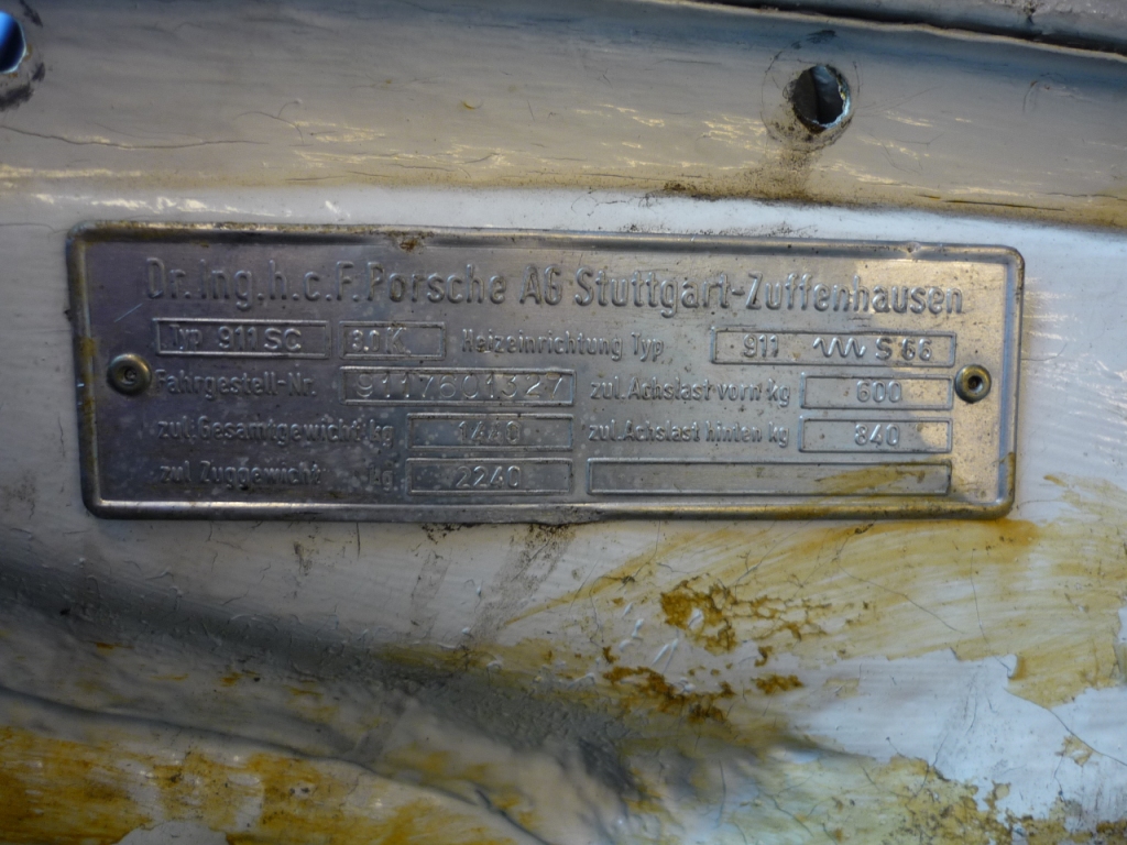 #52870 - Identificatie 911 SC / Carrera 1977 type plaatje #52870 - Identificatie 911 SC / Carrera 1977 type plaatje