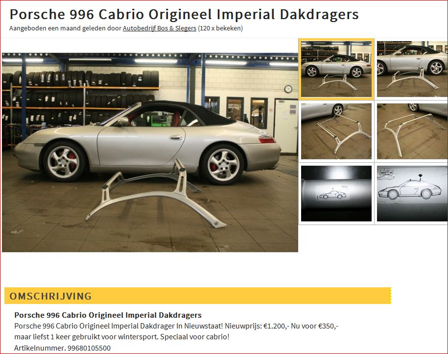 #65103 - Dakdrager 996 cabrio!